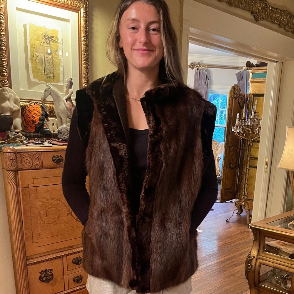 fur vest made of weasel and seal men or women